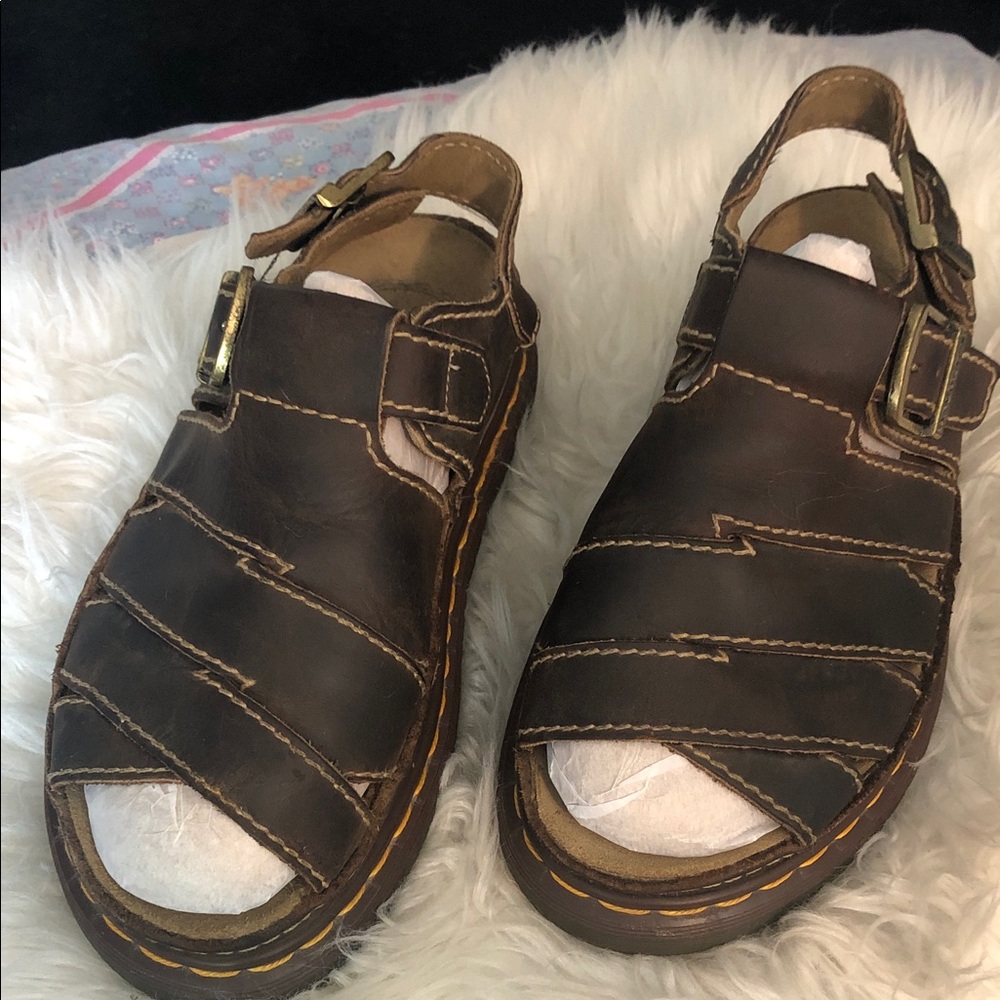 Dr. Martens Men's Dark Brown Leather Fisherman Sandals